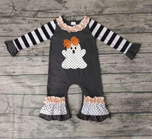 Load image into Gallery viewer, Baby girls Halloween ghost black rompers