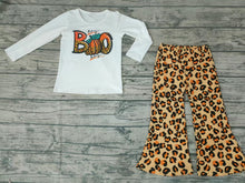 Load image into Gallery viewer, baby girls Halloween boo leopard bell pants sets