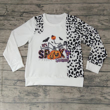 Load image into Gallery viewer, Adult Women Halloween pumpkin leopard spooky season shirts tops