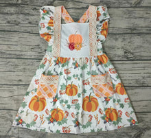 Load image into Gallery viewer, Baby girls pumpkin floral knee length dresses