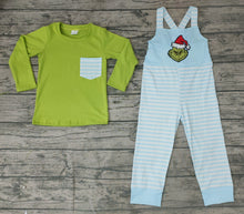 Load image into Gallery viewer, Baby boys Christmas green overall clothes sets