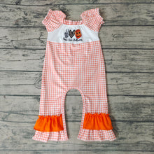 Load image into Gallery viewer, Baby girls peace love Halloween floral rompers