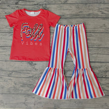 Load image into Gallery viewer, baby girls fall vibes stripe bell pants clothing sets
