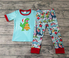 Load image into Gallery viewer, Baby girls Christmas dinosaur pajamas sleepwear clothes sets
