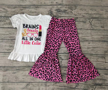 Load image into Gallery viewer, Baby girls Brains beauty all in one little cutie leopard bell pants sets