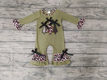 Load image into Gallery viewer, Baby girls Christmas tree leopard green rompers