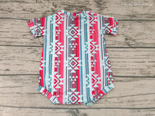 Load image into Gallery viewer, Baby girls cow aztec short sleeve rompers