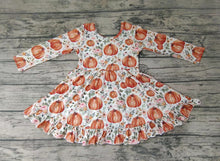 Load image into Gallery viewer, Baby girls pumpkin orange floral twirl dresses
