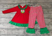 Load image into Gallery viewer, Baby girls Christmas grin ruffle tunic pants sets
