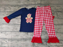 Load image into Gallery viewer, Baby girls gingerbread ruffle pajamas pants sets
