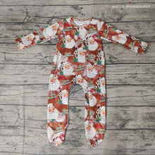 Load image into Gallery viewer, Baby boys Christmas santa leopard footie rompers