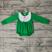 Load image into Gallery viewer, Baby girls green santa Christmas rompers