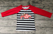 Load image into Gallery viewer, Baby Boys farm tractor red stripe shirts