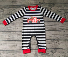 Load image into Gallery viewer, Baby boys farm tractor stripe ruffle rompers