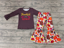 Load image into Gallery viewer, Baby Girls thankful and blessed thanksgiving pants sets