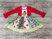 Load image into Gallery viewer, Baby girls Christmas cartoon stripe twirl dresses