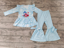 Load image into Gallery viewer, Baby girls snowman tunic bell bottom pants clothes sets