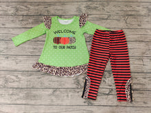 Load image into Gallery viewer, baby Girls pumpkin welcome stripe pants sets