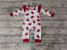Load image into Gallery viewer, Baby girls baseball fall rompers