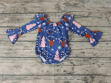Load image into Gallery viewer, Baby girls Christmas fox ruffle rompers
