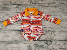 Load image into Gallery viewer, Baby Boys Western horse western long sleeve rompers