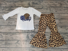 Load image into Gallery viewer, Baby girls Leopard football bell pants clothes sets