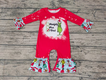 Load image into Gallery viewer, Baby girls Christmas naughty green rompers