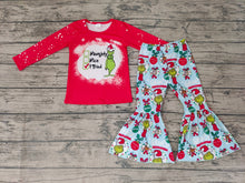 Load image into Gallery viewer, Baby girls Christmas naughty green bell pants sets
