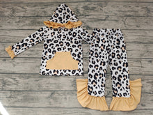 Load image into Gallery viewer, baby girls leopard hoodie top pants sets
