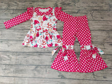 Load image into Gallery viewer, Baby girls Christmas santa tunic bell bottom pants clothes sets