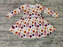 Load image into Gallery viewer, Baby girls fall highland cow western knee length dresses