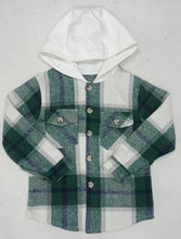 Load image into Gallery viewer, Baby kids green plaid hoodie pocket shirts Tops