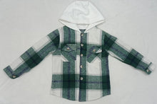 Load image into Gallery viewer, Baby kids green plaid hoodie pocket shirts Tops
