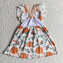 Load image into Gallery viewer, Baby girls pumpkin floral knee length dresses