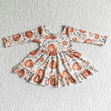 Load image into Gallery viewer, Baby girls pumpkin orange floral twirl dresses