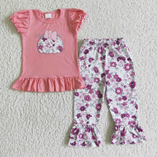 Load image into Gallery viewer, Baby girls pink purple floral pumpkin pants sets