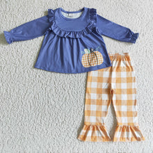 Load image into Gallery viewer, Baby girls pumpkin ruffle pants clothes sets