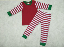Load image into Gallery viewer, Baby Boys Red Stripe pants Christmas pajamas sets