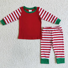 Load image into Gallery viewer, Baby Boys Red Stripe pants Christmas pajamas sets