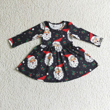Load image into Gallery viewer, Baby Girls Black Santa Christmas Twirl Knee Length Dresses