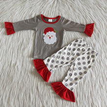 Load image into Gallery viewer, Baby Girls Christmas Santa dots ruffle pajamas sets