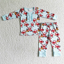 Load image into Gallery viewer, Baby Girls santa Christmas ruffle pajamas pants clothes sets