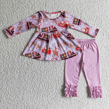Load image into Gallery viewer, Baby girls purple santa pants clothes sets