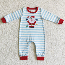 Load image into Gallery viewer, Baby boys Christmas santa blue stripes rompers