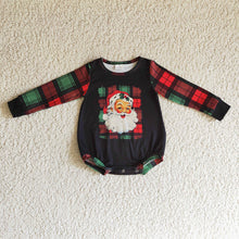Load image into Gallery viewer, Baby girls santa black red plaid Christmas rompers