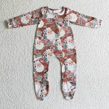 Load image into Gallery viewer, Baby boys Christmas santa leopard footie rompers