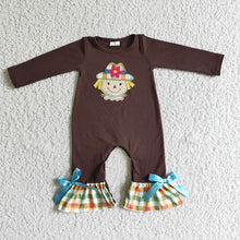 Load image into Gallery viewer, Baby boys fall scarecrow plaid rompers