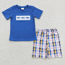 Load image into Gallery viewer, Baby Boys Sharks summer blue shorts sets