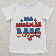 Load image into Gallery viewer, Baby Girls All American Babe Short Sleeve Shirts Tops