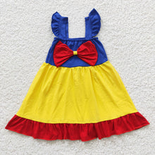 Load image into Gallery viewer, Baby Girls Blue Bow Summer Knee Length Dresses